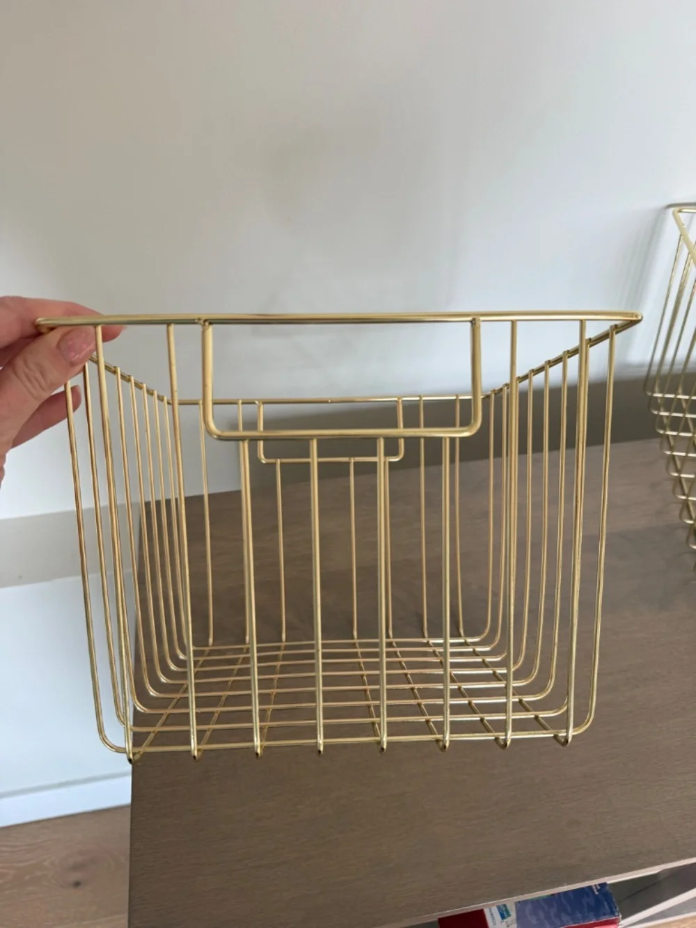 CB2 Roscoe gold wire storage baskets set of 2